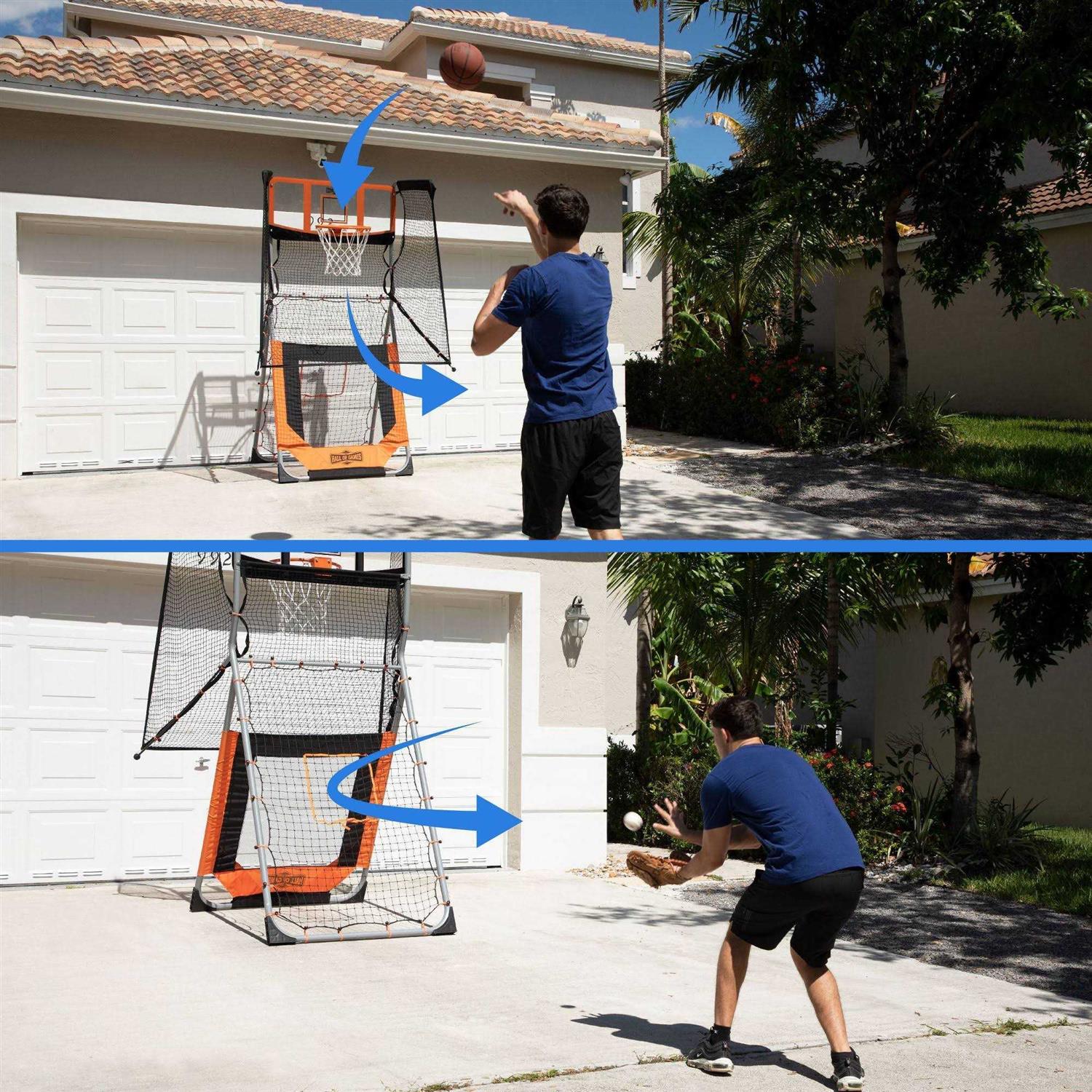 Hall of Games Outdoor 2-in-1 Basketball and Baseball Pitchback Training Game - Image 2