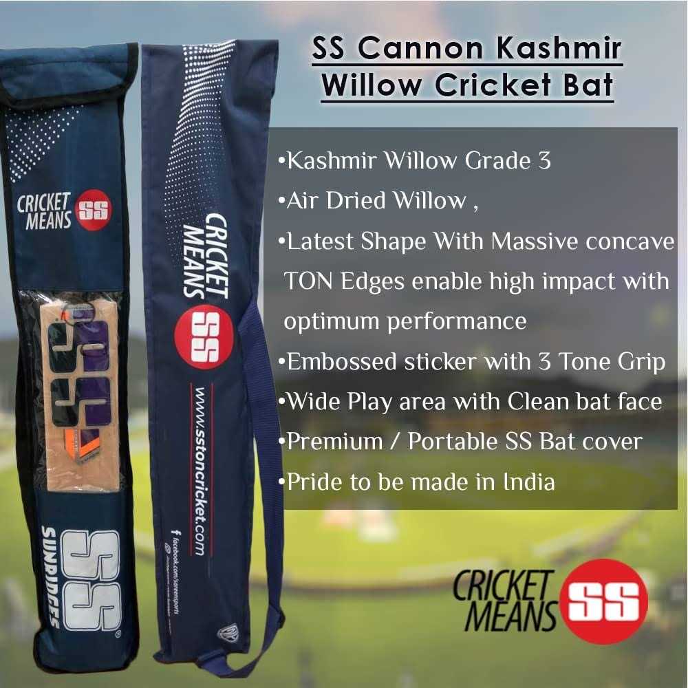 SS Kashmir Willow Leather Ball Cricket Bat Exclusive Cricket Bat for Adult Full Size with Full Protection Cover - Image 4