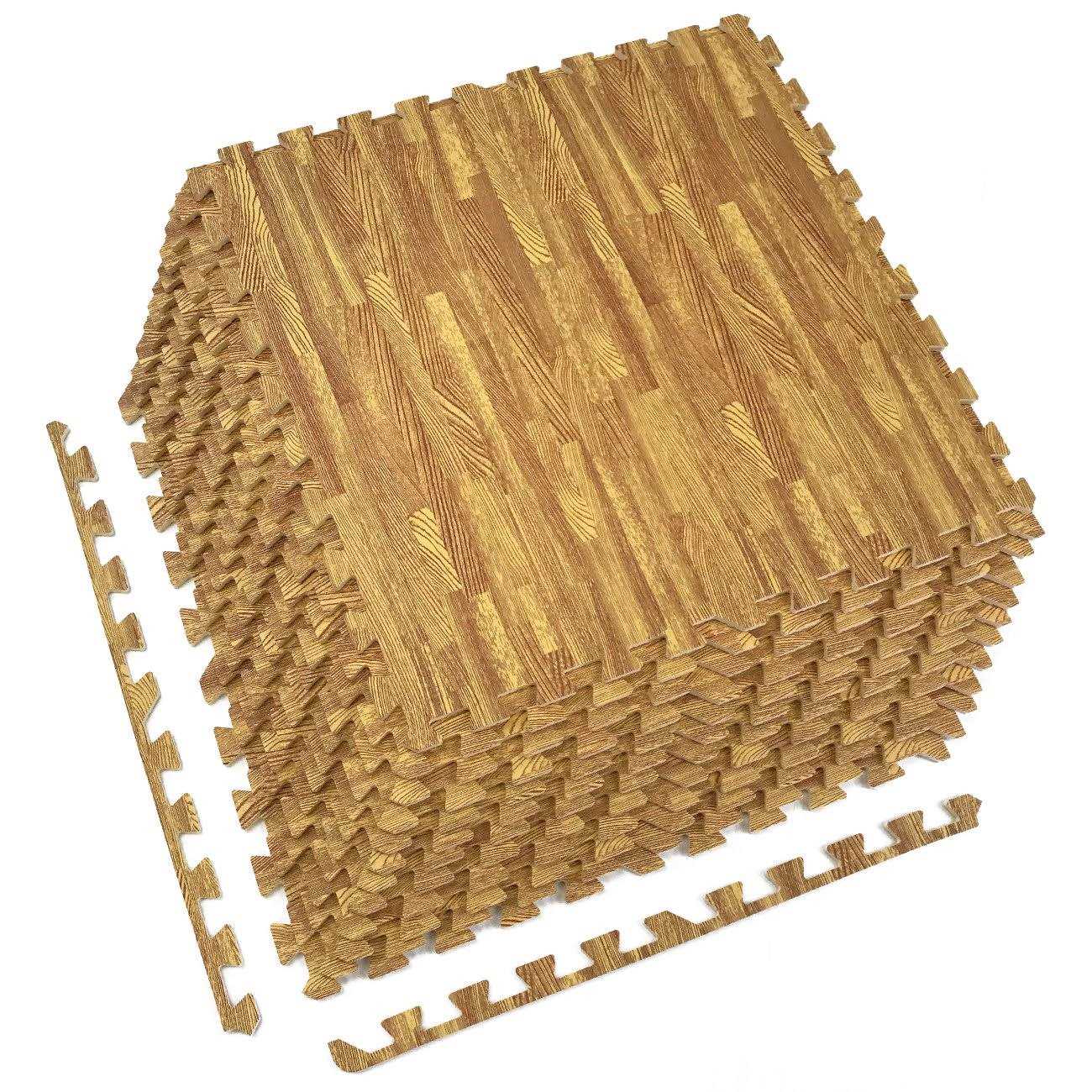 Sorbus Wood Grain Floor Mats Foam Interlocking Mats - Image 5