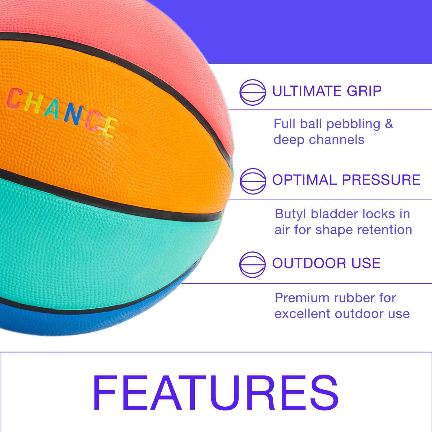 Chance Outdoor Size Rubber Basketball - Image 4