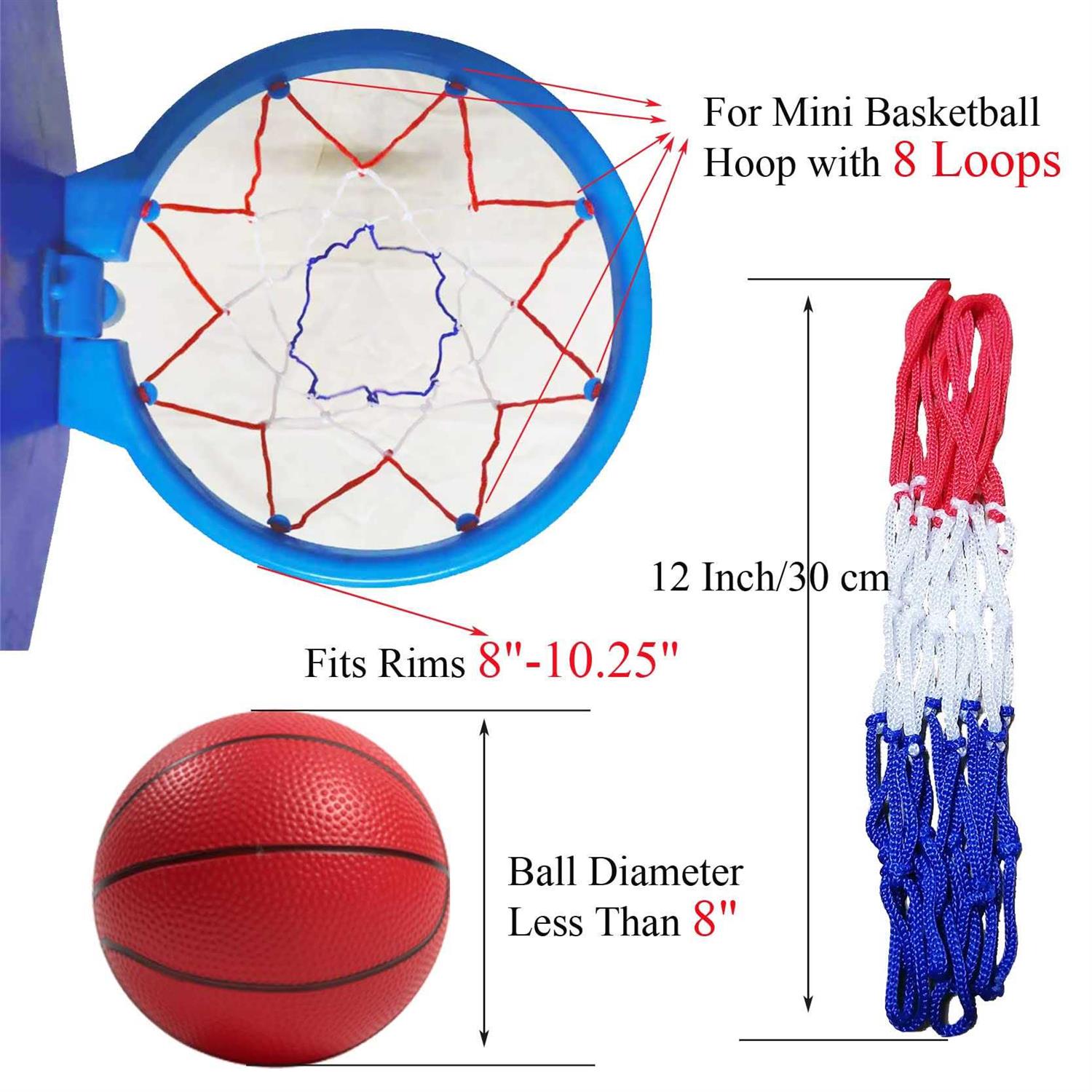 EDRLAITY Small Replacement Net for Mini Basketball Hoop Fits 8 Loops - Image 3