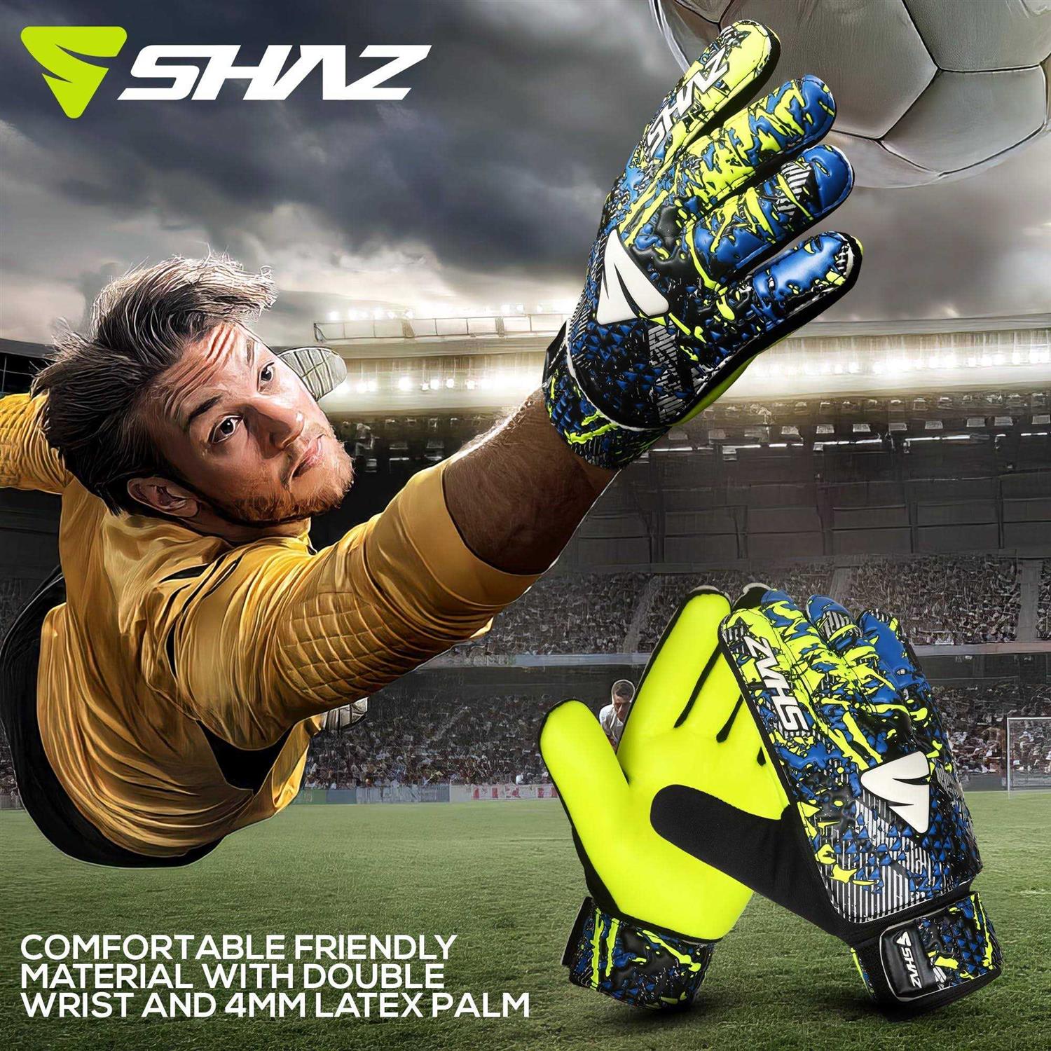 Shaz Soccer Goalkeeper Gloves for Kids Boys Children Youth,Funky Football Goalie Gloves Anti Slip 4mm Latex Palm with Strong Grip & Double Wrist - Image 5