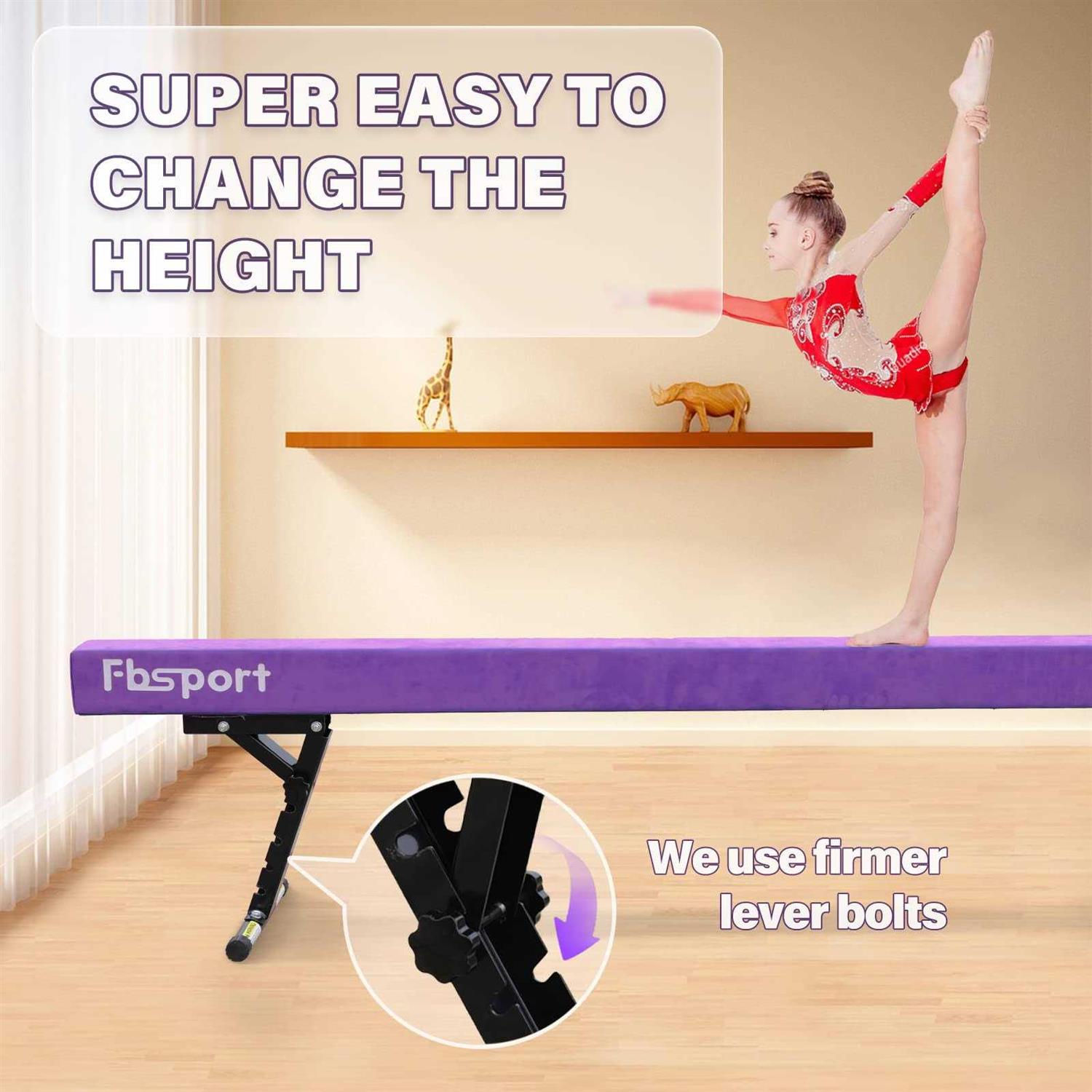 Fbsport 8ft Adjustable Balance Beam High and Low Floor Beam Gymnastics Equipment for Kids/Adults,Gymnastics Beam for Training,Practice - Image 3