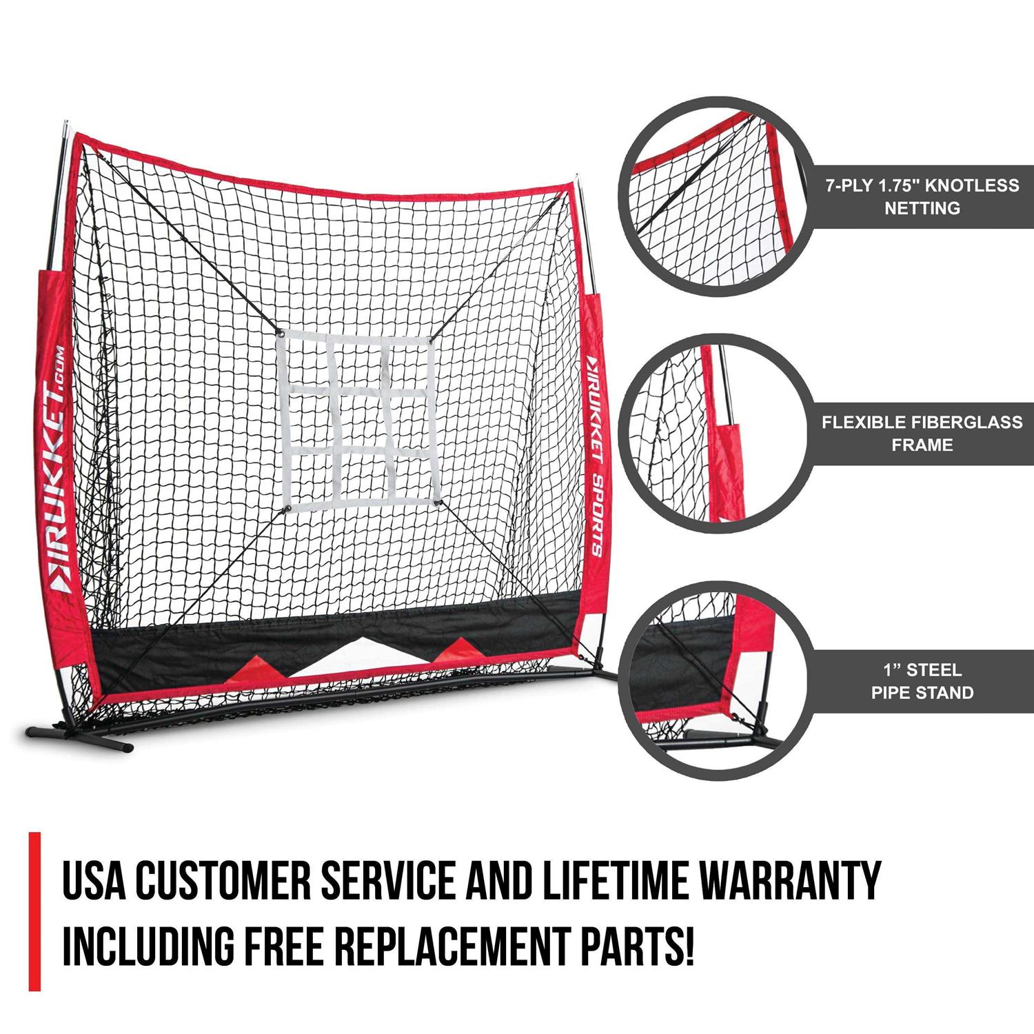 Rukket Sports Rukket Baseball Softball Practice Net Hitting Pitching Strike Zone 5x5 3 Training Balls - Image 3