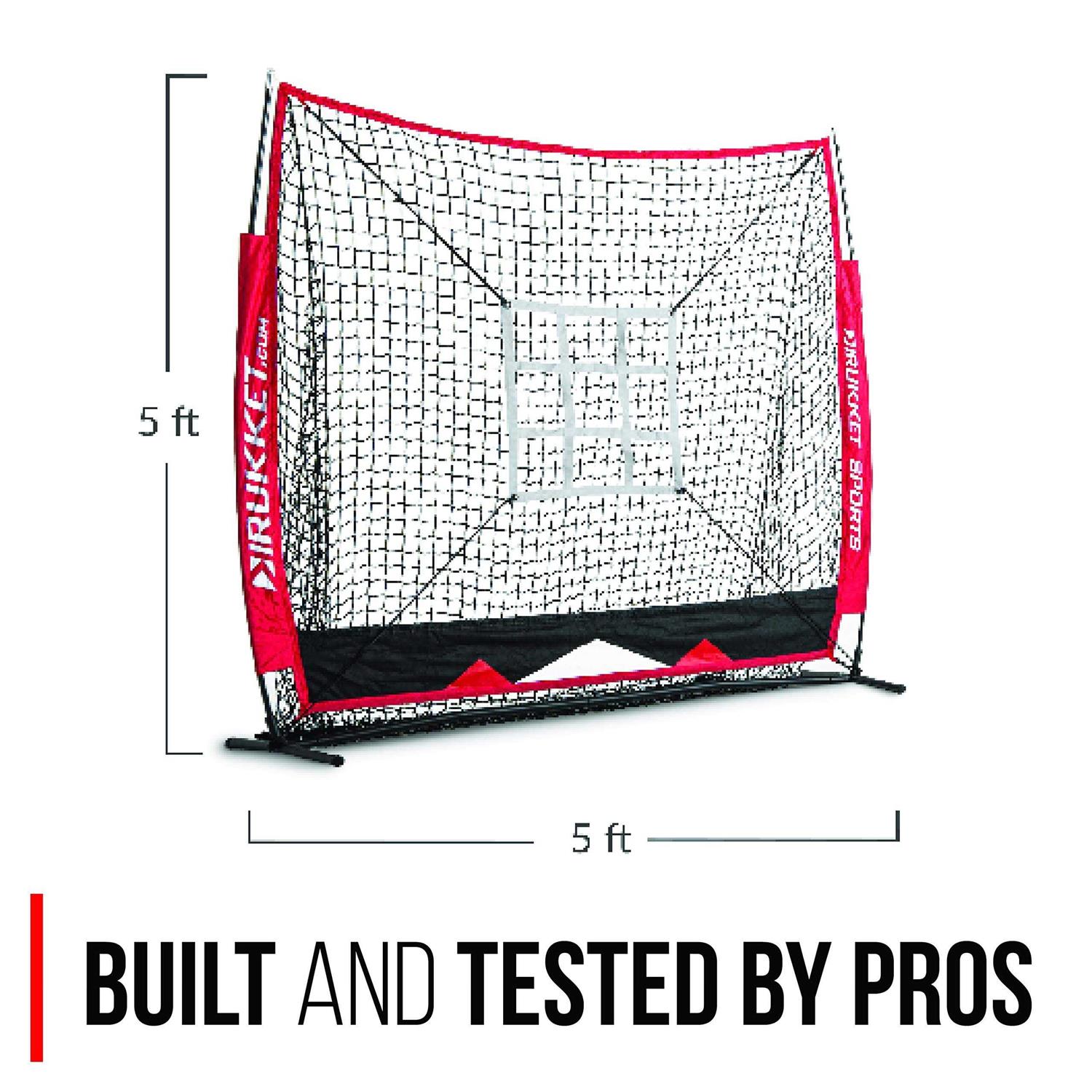 Rukket Sports Rukket Baseball Softball Practice Net Hitting Pitching Strike Zone 5x5 3 Training Balls - Image 5