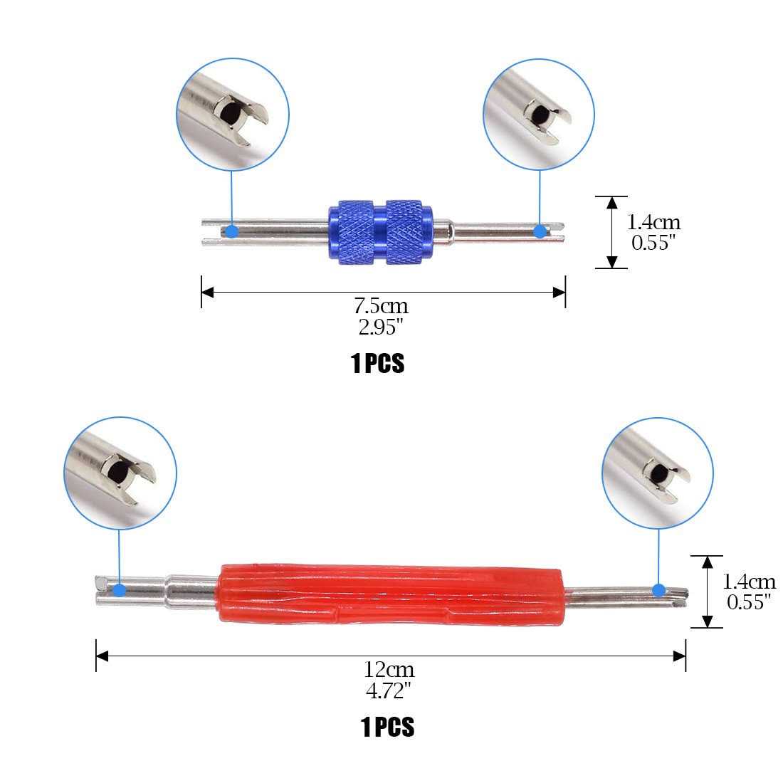 Glarks 102Pcs Car Air Conditioner Valve Core Schrader Valve Cores Accessories A/C R12 R134a Refrigeration Tire Valve Stem with Double Head Dual - Image 3