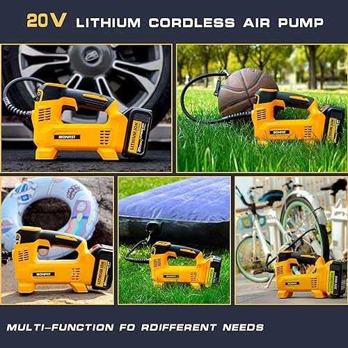 ironfist Tire Inflator for DeWalt Battery Portable Air Compressor for Car, Bicycle, Ball, 20V Auto Tire Pump with Digital Pressure Gauge (Tool Only, - Image 4