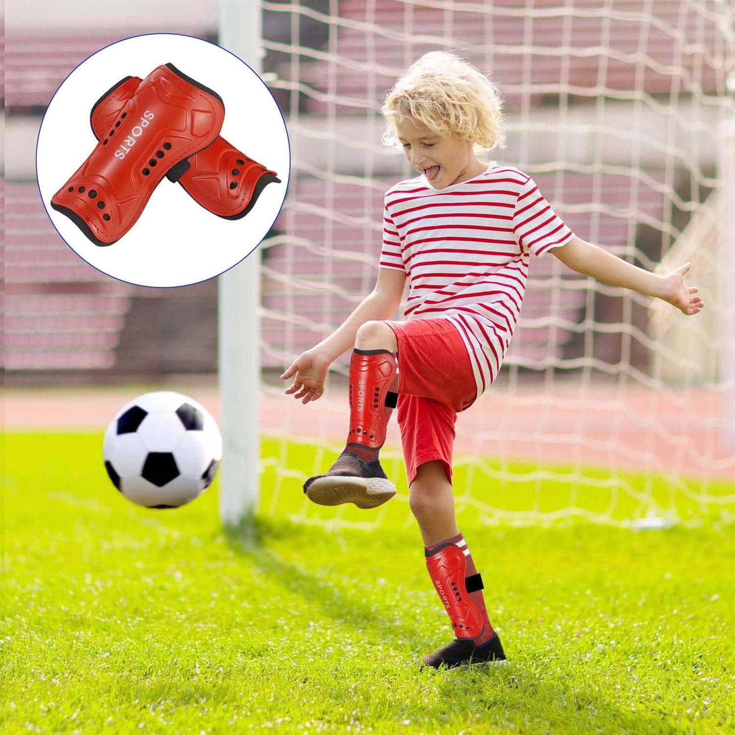Hengguang 2 Pairs Kids Soccer Shin Guards with 2 Pairs Soccer Socks - Image 2