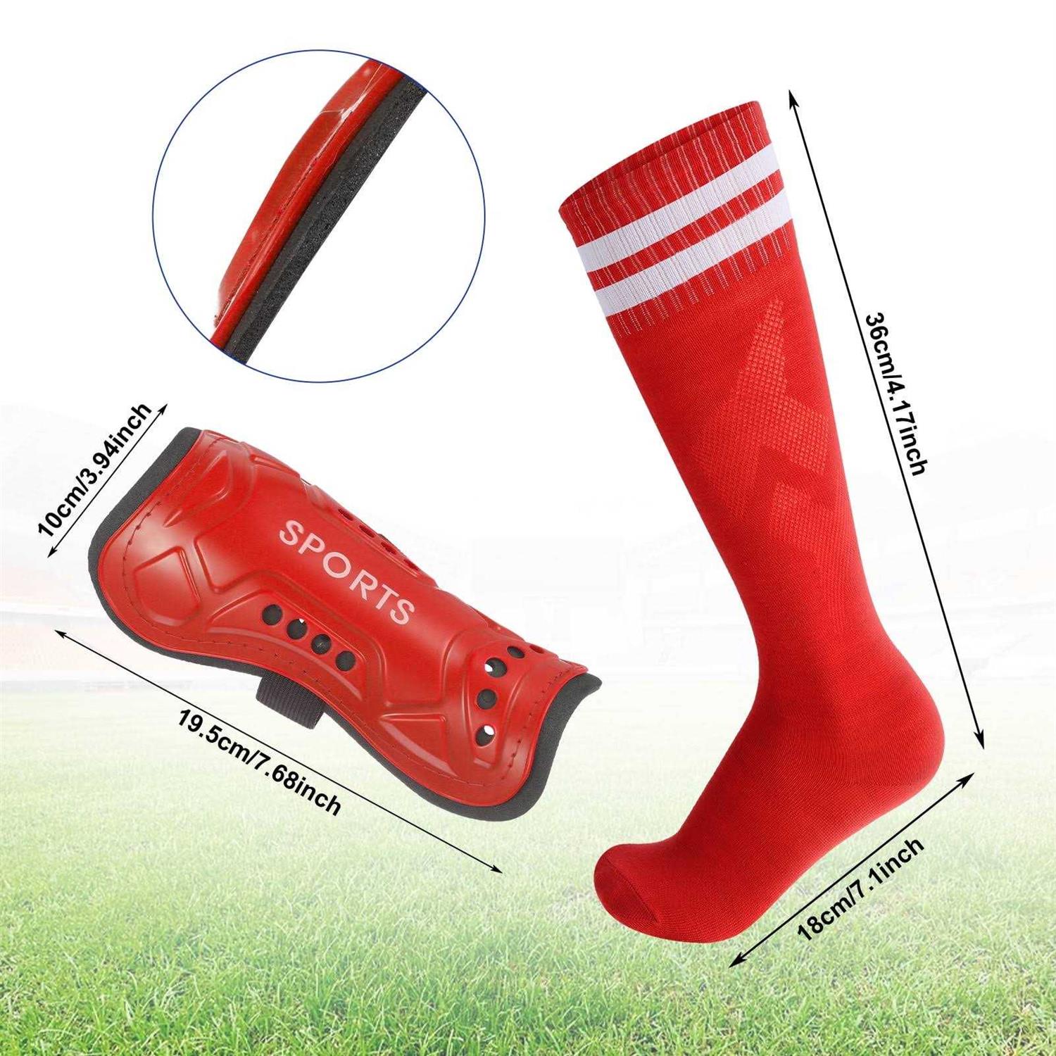Hengguang 2 Pairs Kids Soccer Shin Guards with 2 Pairs Soccer Socks - Image 5