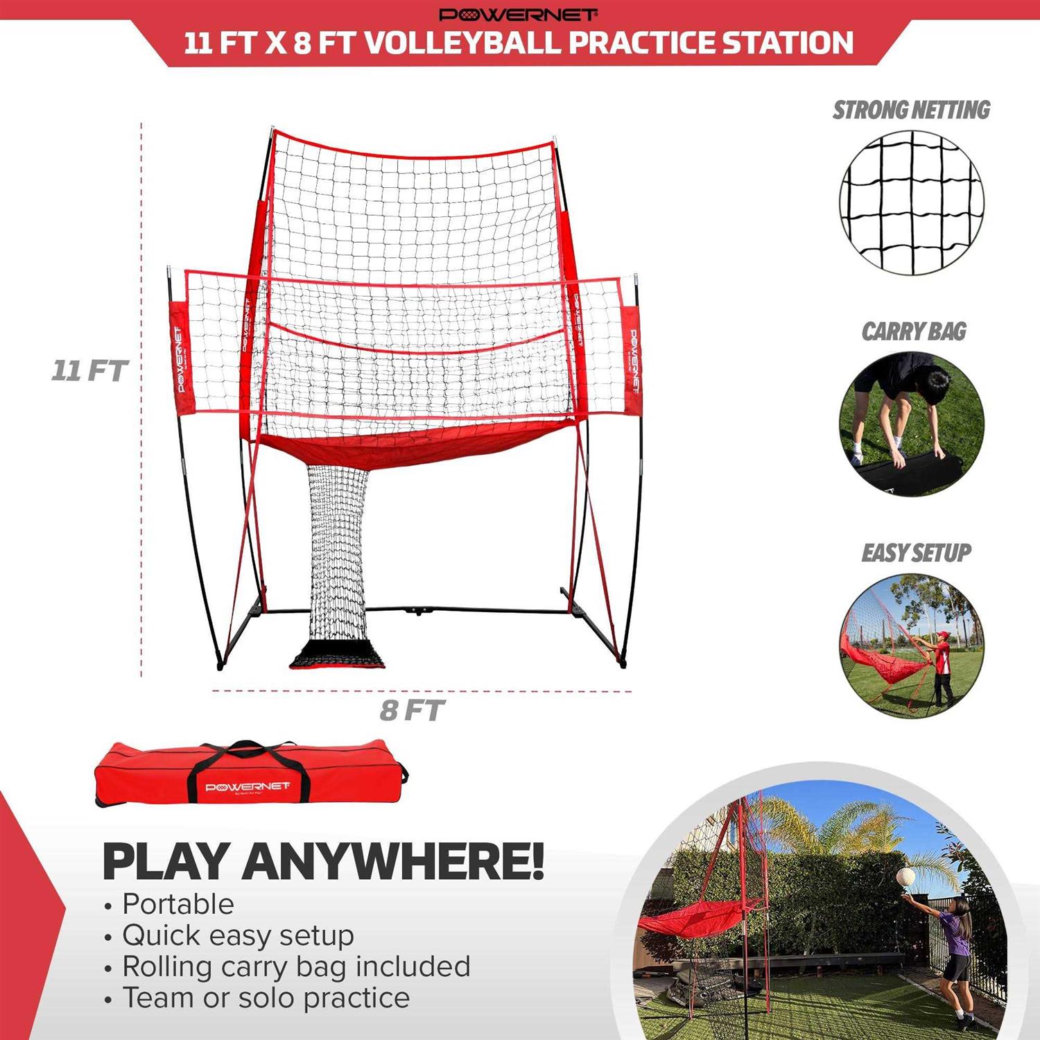 PowerNet Volleyball Practice Net Station 8 ft Wide by 11 ft High - Image 5