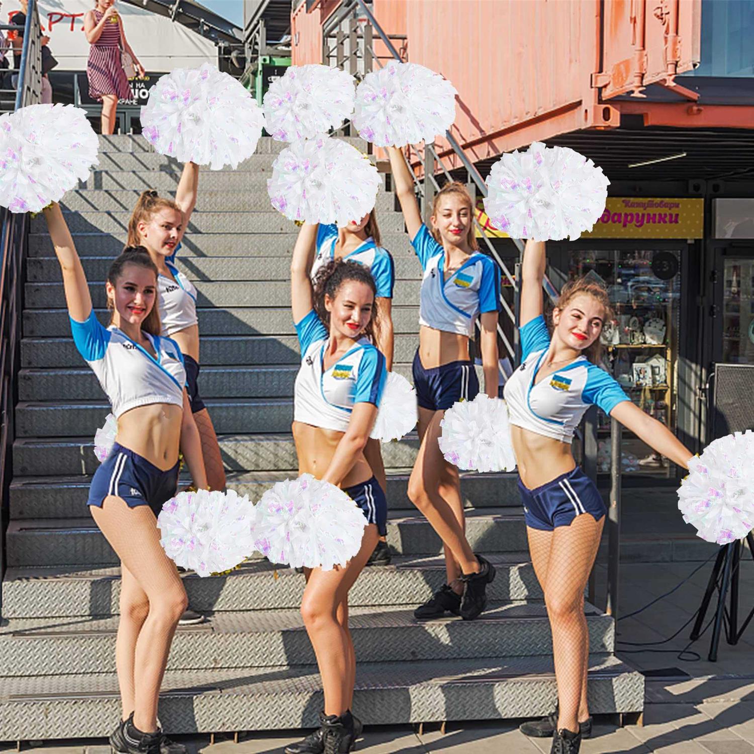 Supkiir 4Pcs Cheerleading Pom Poms for Cheerleader Costume Women 2 Pair Cheer Pompoms for Boy Girl School Sports Games Team Spirit - Image 4