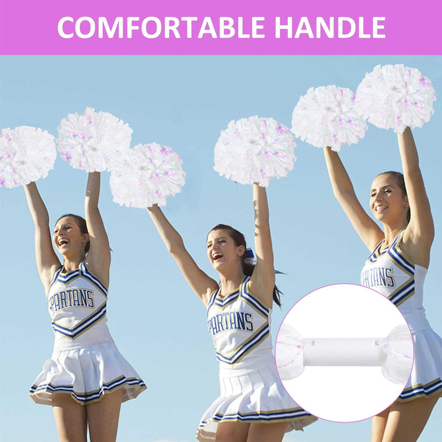 Supkiir 4Pcs Cheerleading Pom Poms for Cheerleader Costume Women 2 Pair Cheer Pompoms for Boy Girl School Sports Games Team Spirit - Image 5