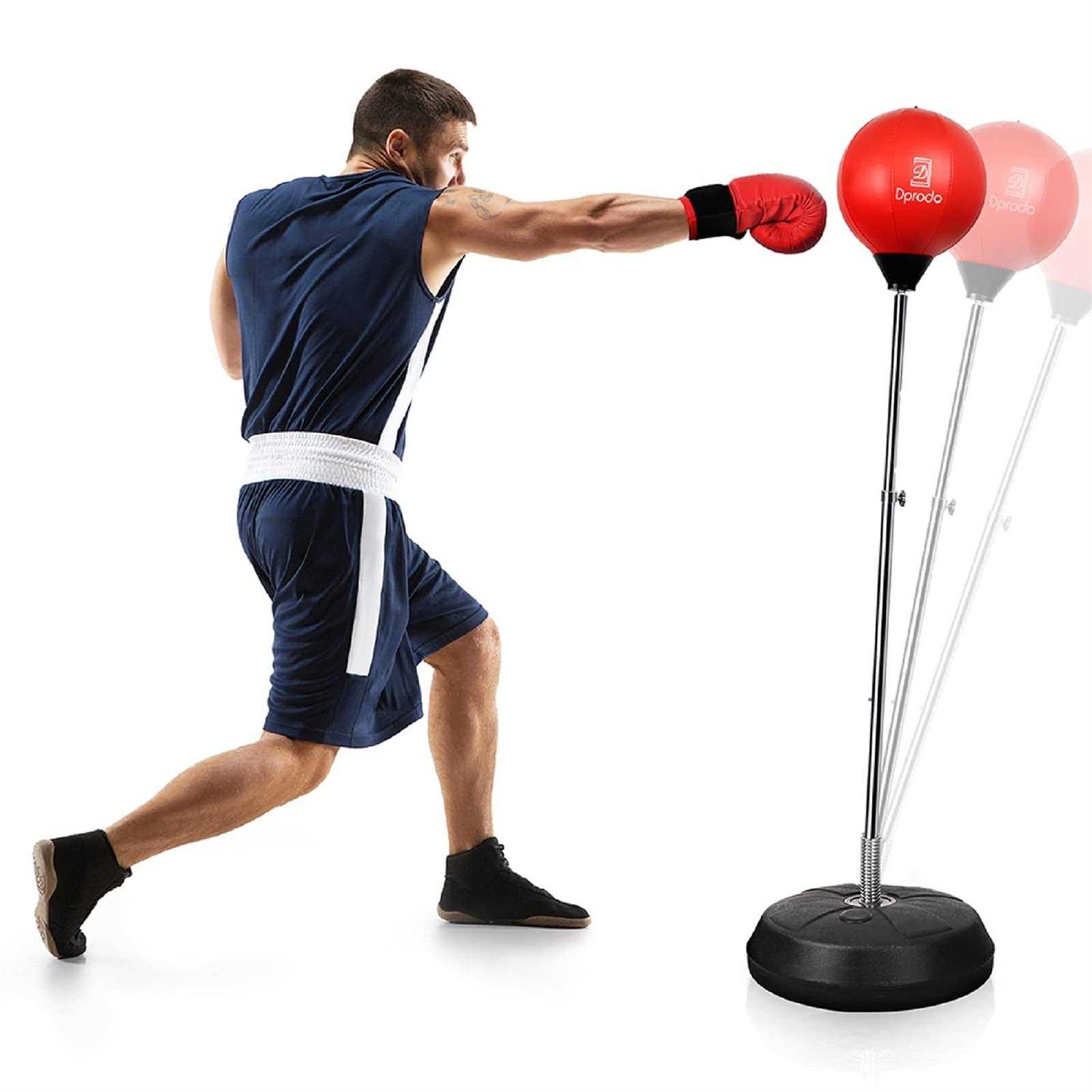 Dripex Punching Bag with Stand for Adults Kids Adjustable Speed Reflex Training Bag Including Boxing Gloves