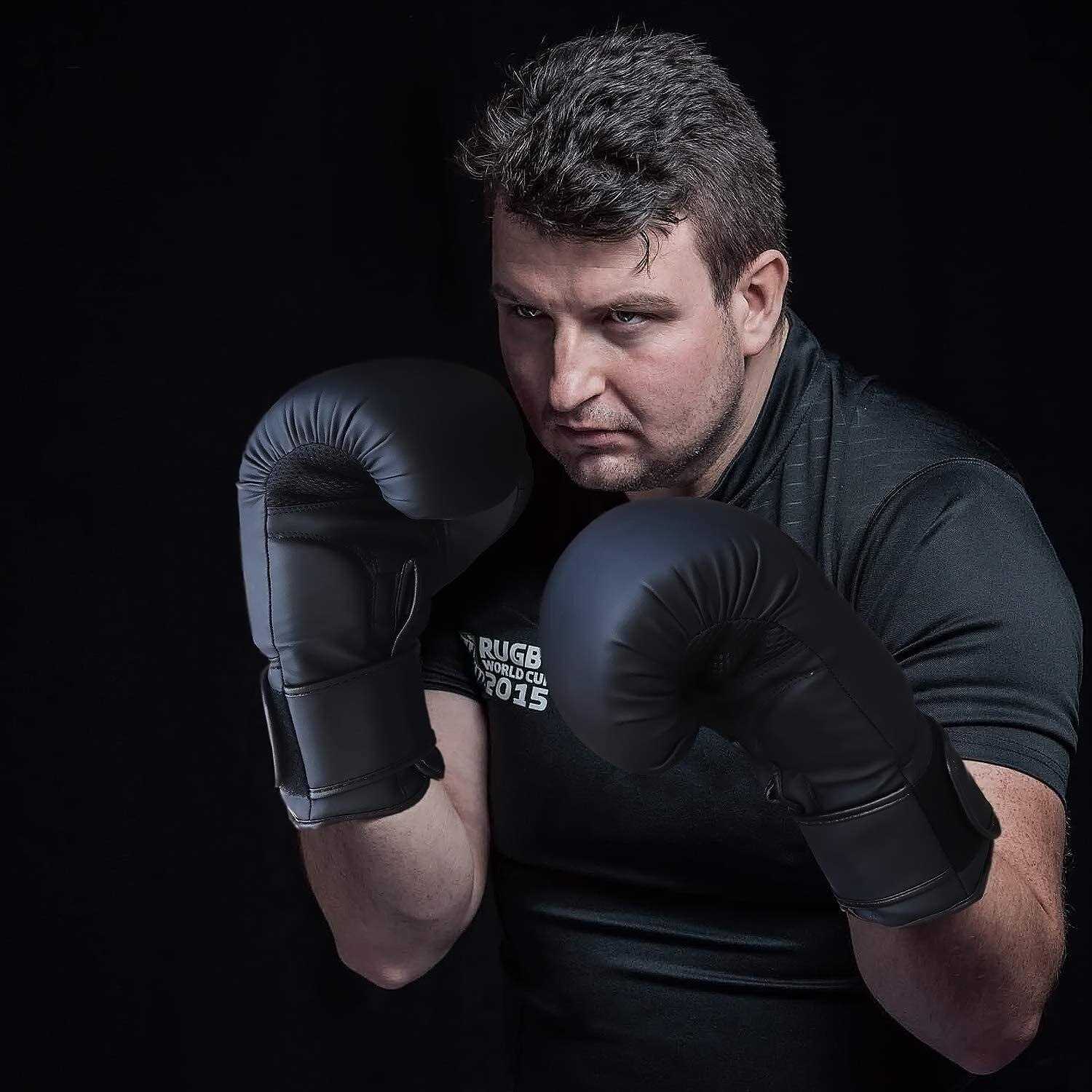 EVO Fitness Matte Black Boxing Gloves MMA Muay Thai Martial Arts Kick Boxing Sparring Training Fighting Men Punch Bag Women Gloves with Hand Wraps - Image 2