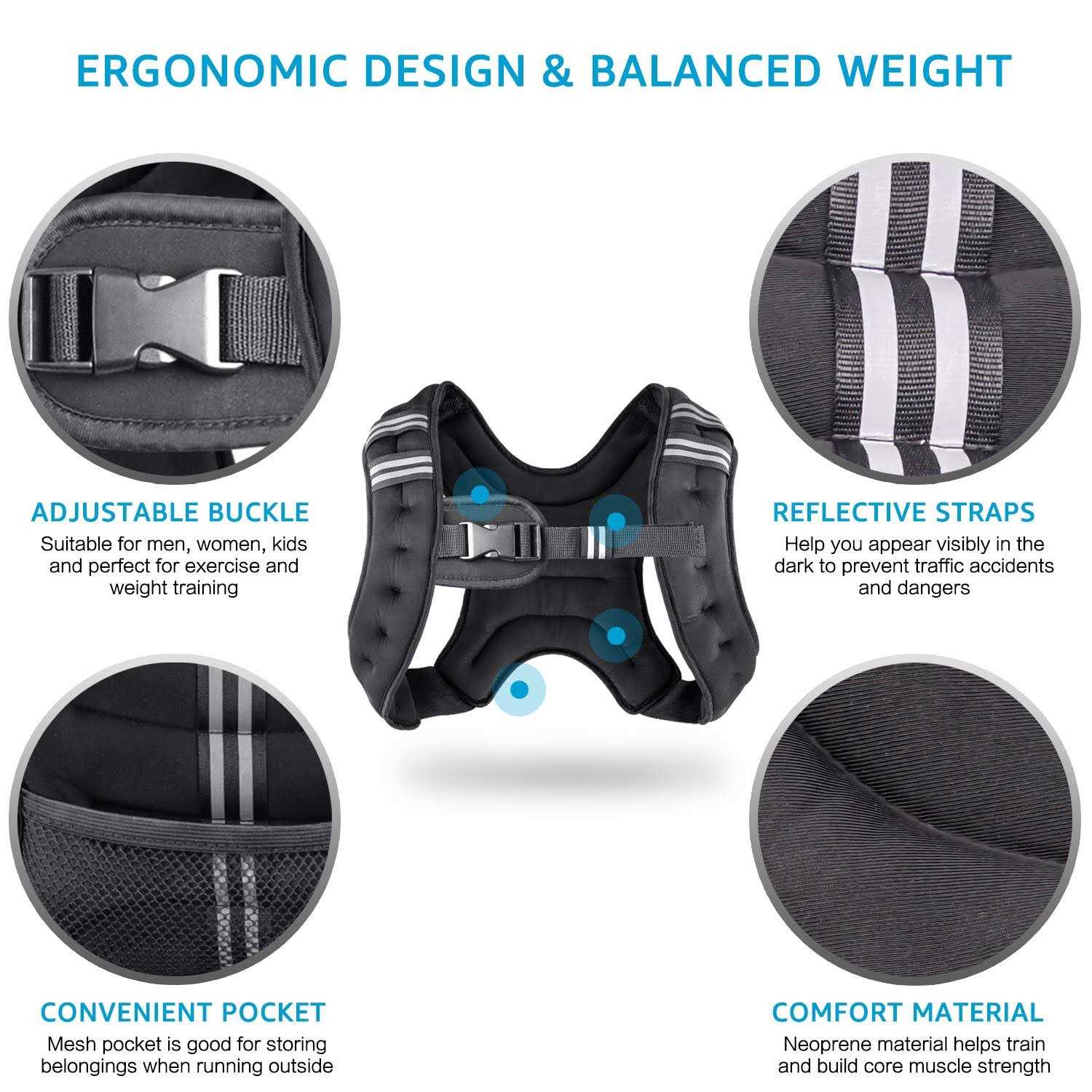 Henkelion Weighted Vest Weight Vest for Men Women Kids Weights Included - Image 5