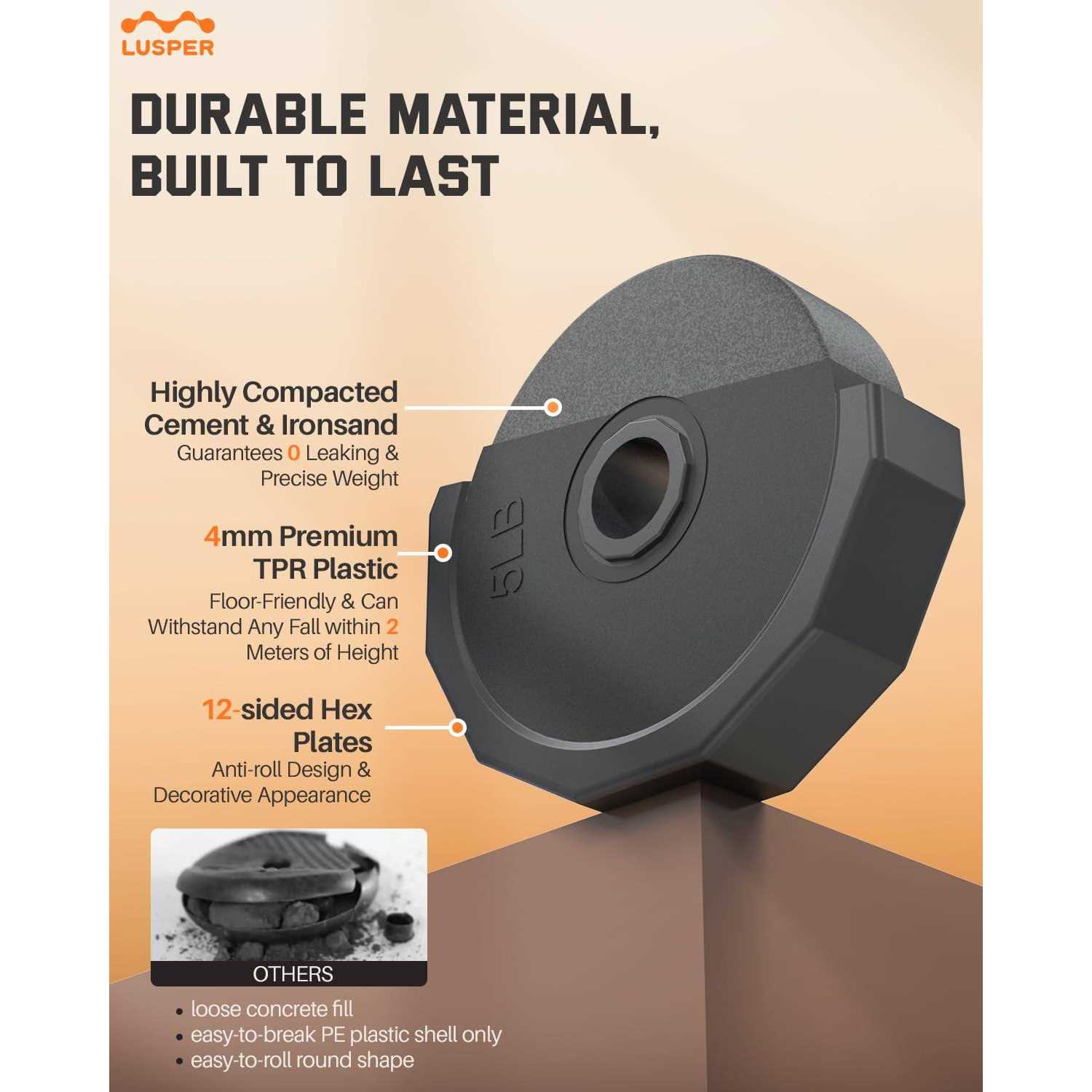 Lusper Adjustable Weights Dumbbells Set 44lbs Free Weights with 3 Modes - Image 5