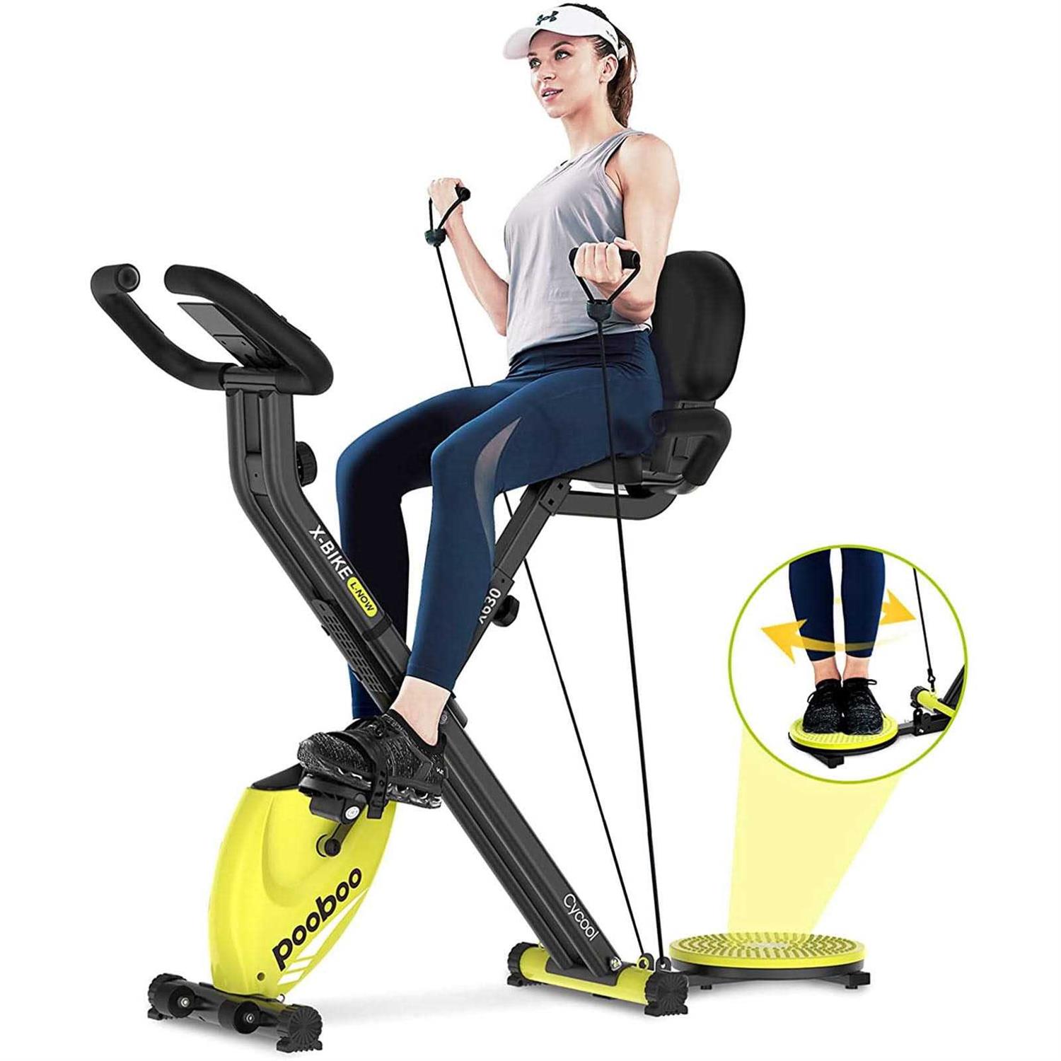 Pooboo 4in1 Folding Exercise Bike Indoor Cycling Bike Stationary Magnetic x Bike Gym Workout 300lb - Image 3