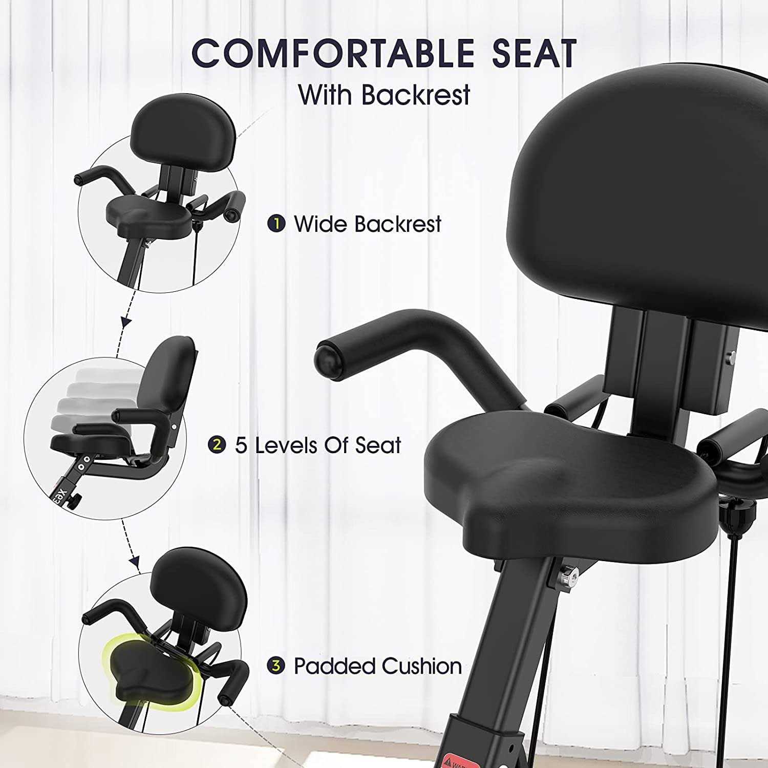 Pooboo 4in1 Folding Exercise Bike Indoor Cycling Bike Stationary Magnetic x Bike Gym Workout 300lb - Image 4