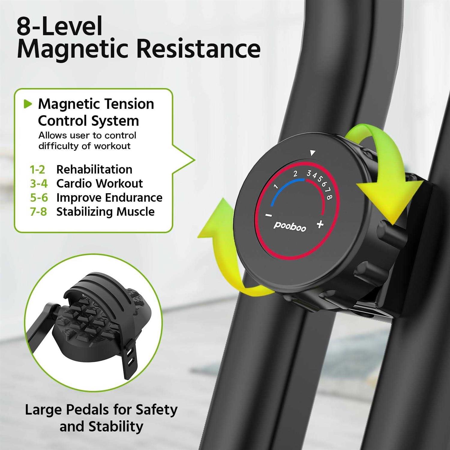 Pooboo 4in1 Folding Exercise Bike Indoor Cycling Bike Stationary Magnetic x Bike Gym Workout 300lb - Image 5