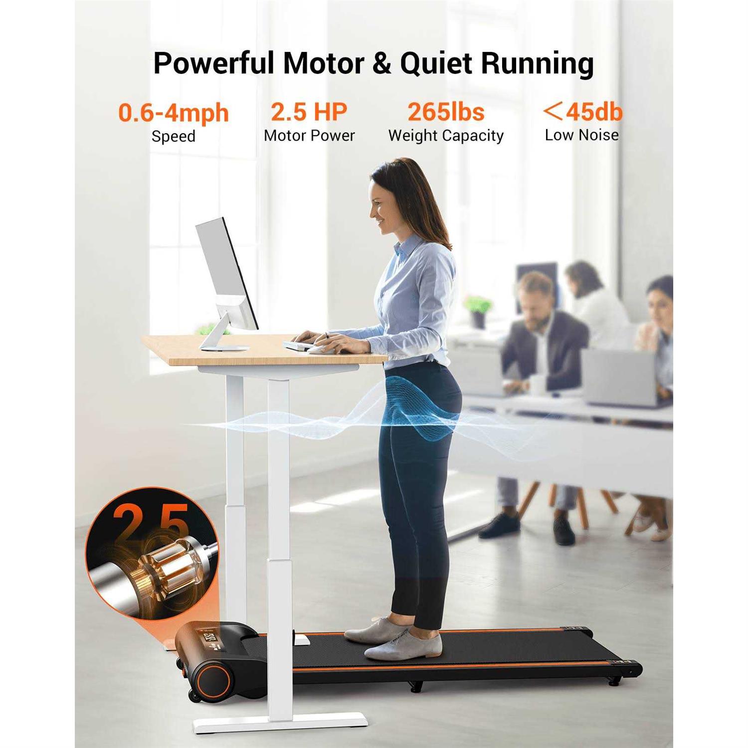 UREVO Walking Pad Under Desk Treadmill with Remote Control - Image 4