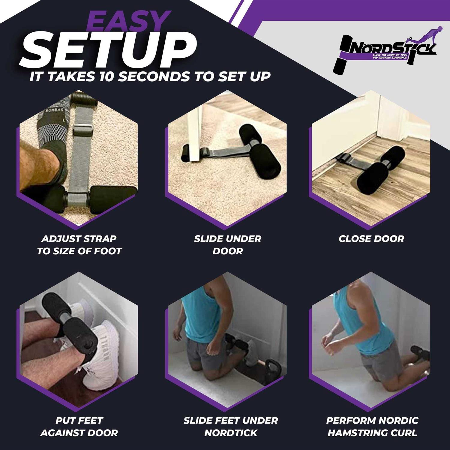 NordStick Nordic Hamstring Curl Strap Original Nord Stick Exercise Set for Home and Travel - Image 5