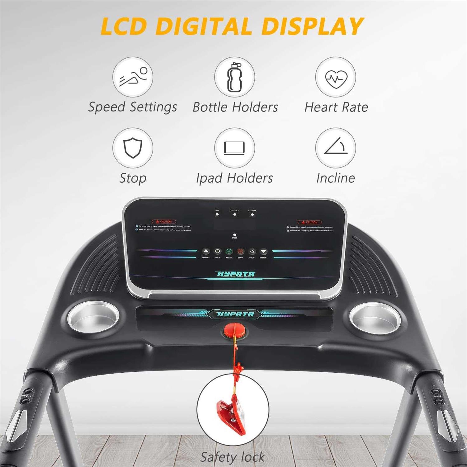 HYPATA Treadmill 300 lb capacity,Max 2.5 HP Folding Treadmills for Running and Walking Jogging Exercise with 12 Preset Programs - Image 4