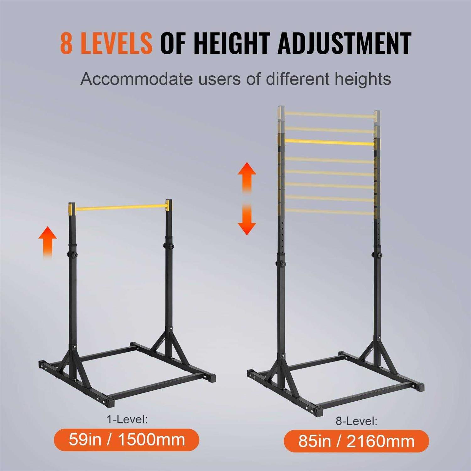 VEVOR Power Tower Dip Station 8-Level Height Adjustable Pull Up Bar Stand DGYTXSJKDJGDK356AV0 - Image 5