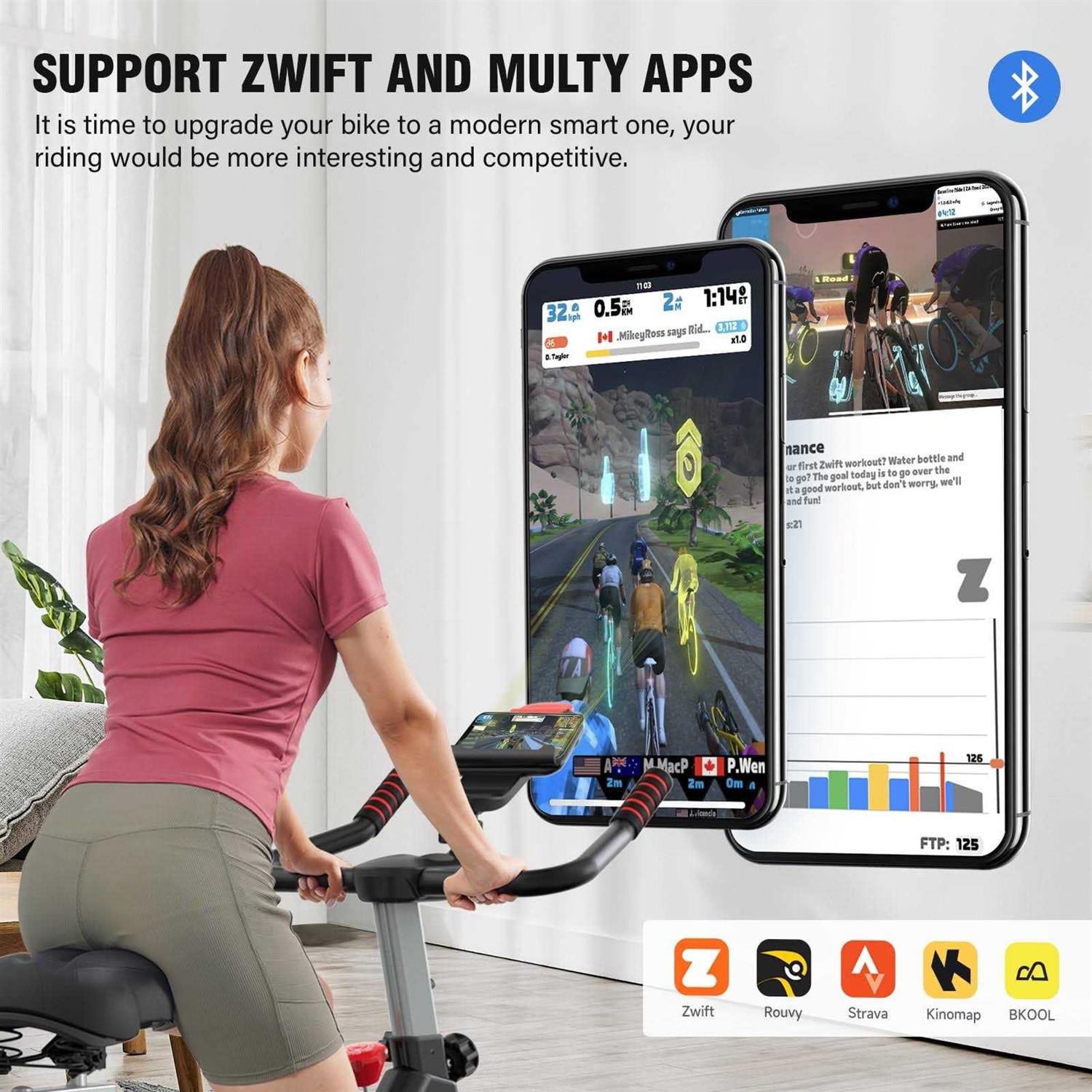Pooboo Indoor Cycling Bike Exercise Bike Bluetooth Stationary Bike Heavy-duty Flywheel with Silent Magnetic Resistance 100 Levels for Home Gym - Image 5