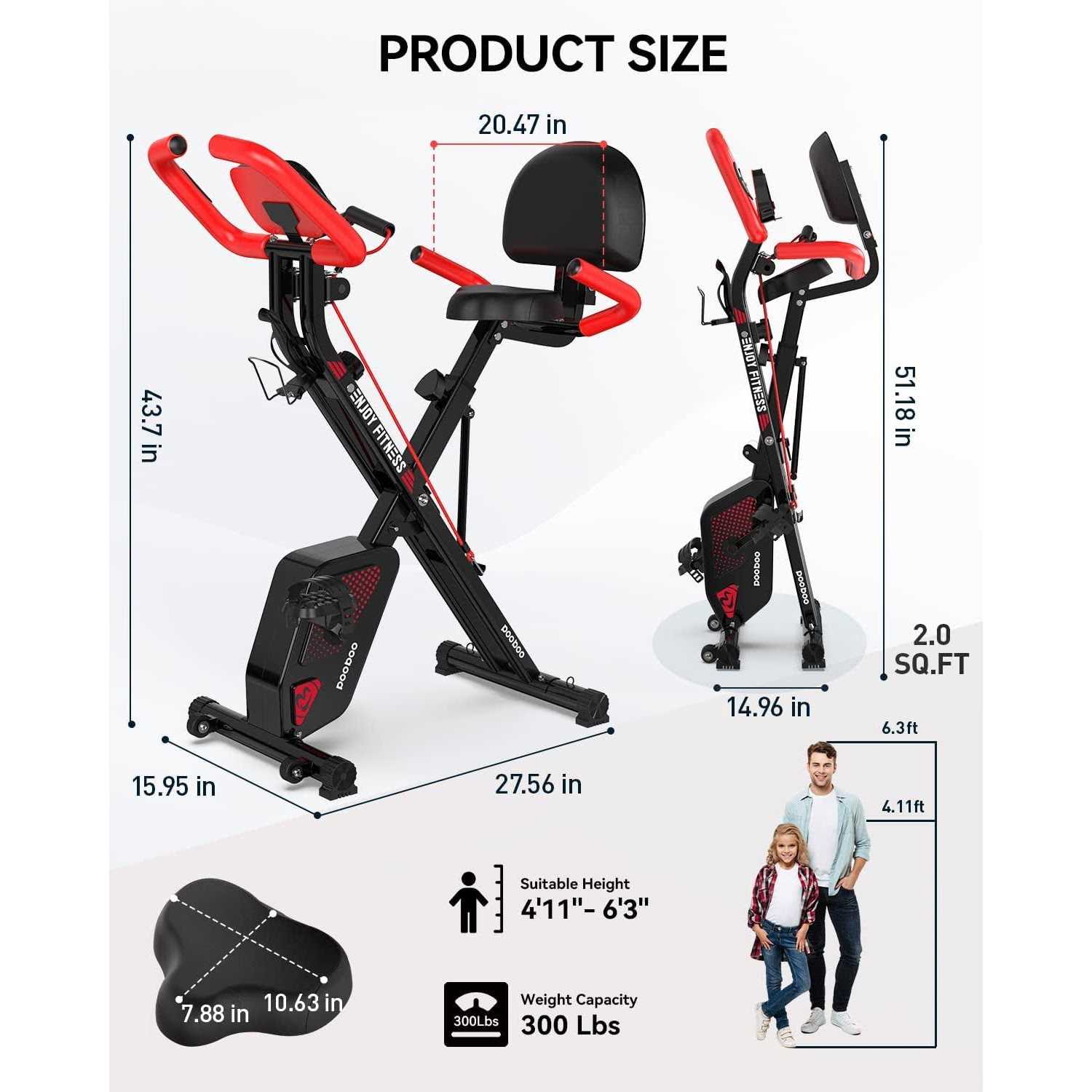 pooboo 3in1 Foldable Exercise Bike Indoor Cycling Bike Magnetic Stationary Bike Fitness Gym Workout 300lb - Image 3