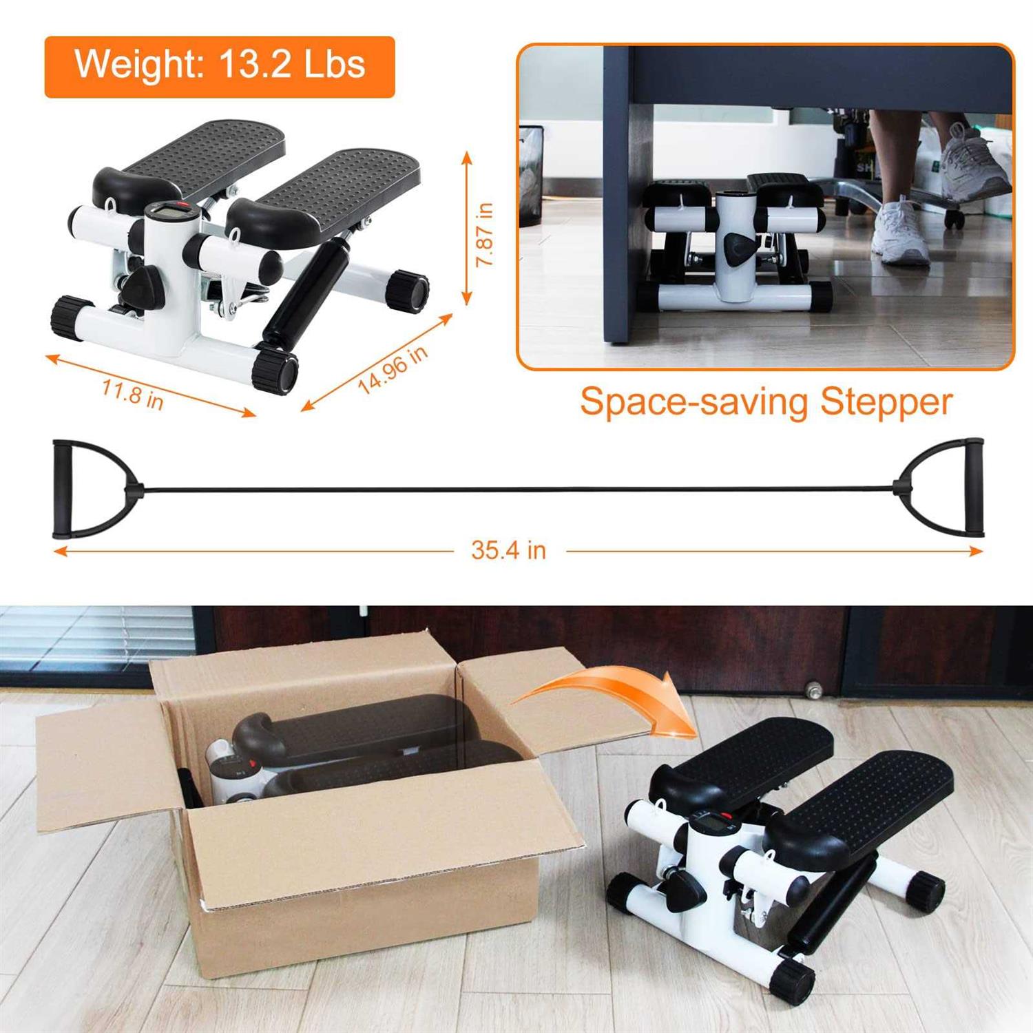 Mini Stepper with Resistance Band Portable Stair Stepper with Calories Count - Image 4
