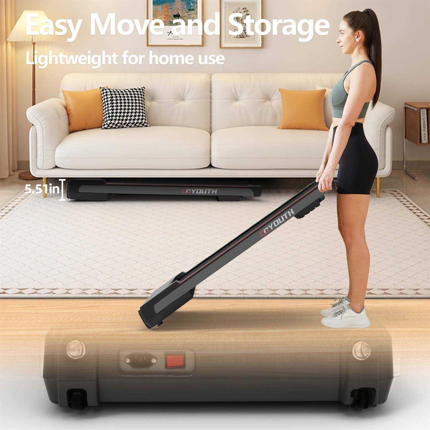 GOYOUTH 2 in 1 Under Desk Electric Treadmill Motorized Exercise Machine with Wireless Speaker, Remote Control and LED Display - Image 4