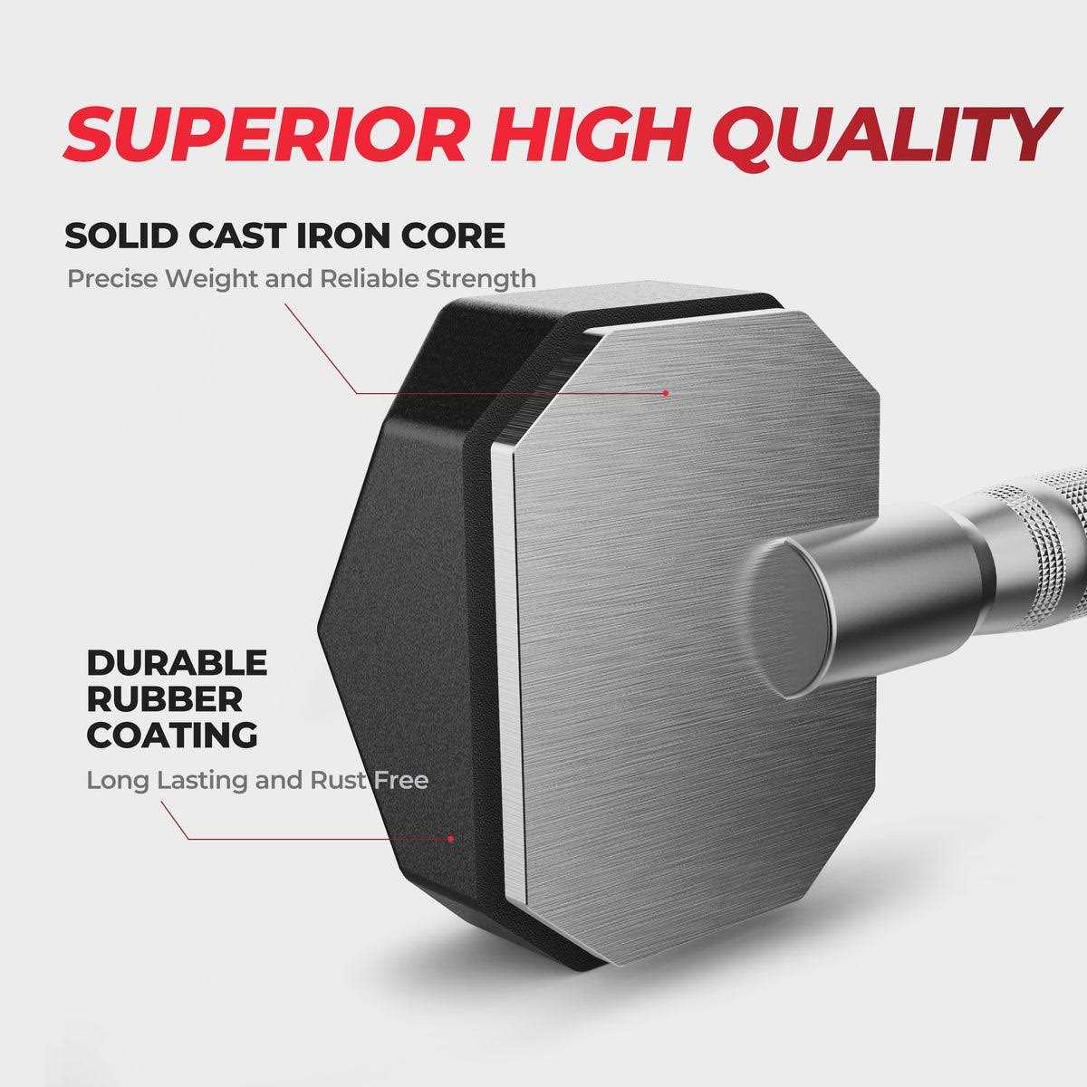 Finer Form Rubber Encased Hex Dumbbells with Chrome Handle - Image 3