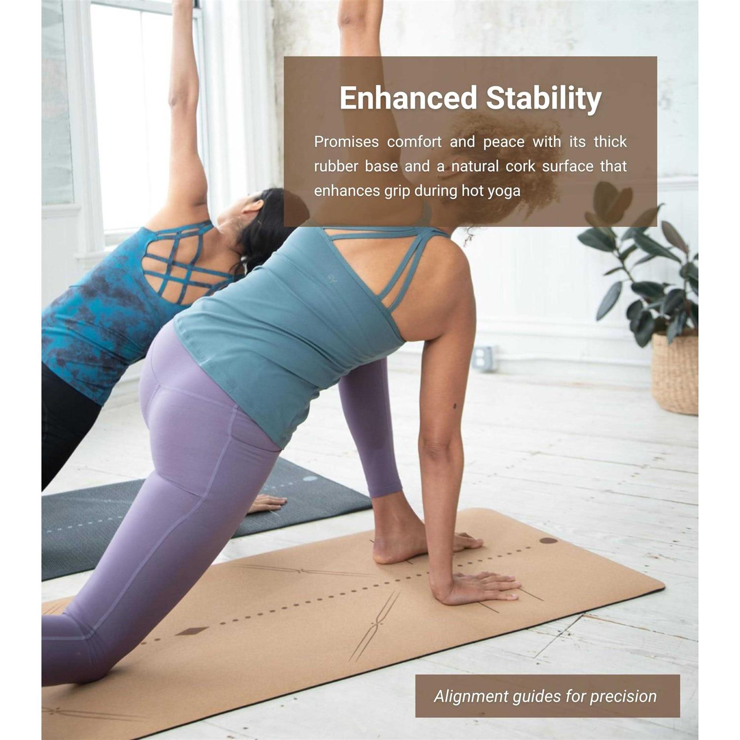 Everyday Yoga Cork Mat 72 x 26 Inch 5mm Natural with Rubber - Image 4