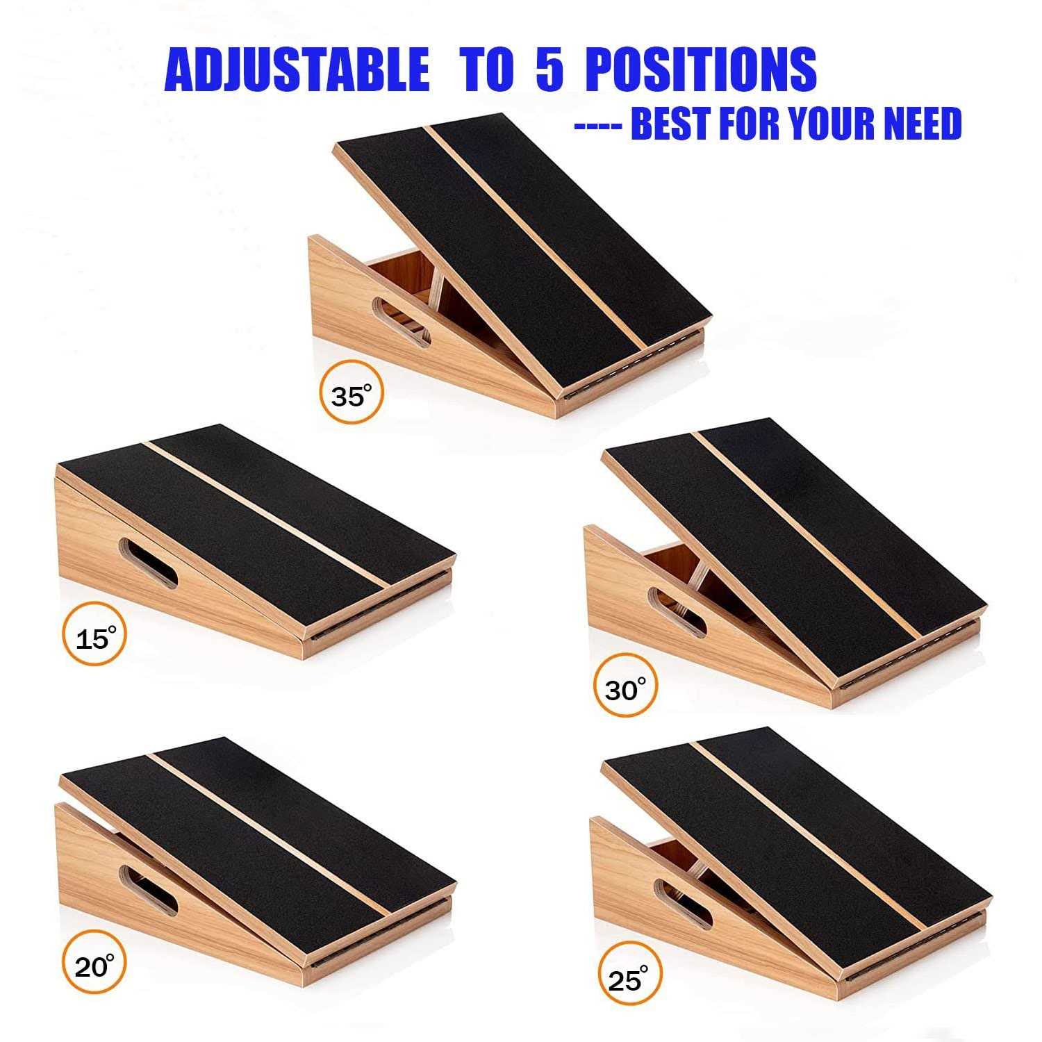 RoyalArt Slant Board for Calf Stretching Squats Calf Stretcher Incline Stretch Adjustable Wooden Wedge Footrest Professional for Knees Ankle Heel Feet Leg - Image 5