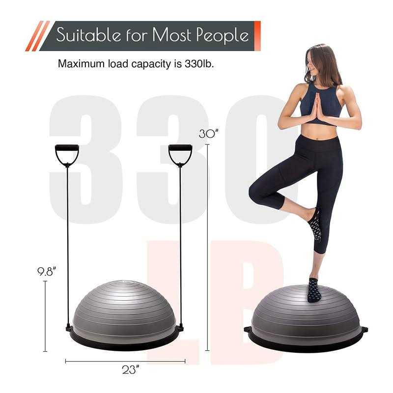 Zelus Balance Ball Trainer Half Yoga Exercise Ball with Resistance Bands and Foot Pump for Yoga Fitness Home Gym Workout - Image 4