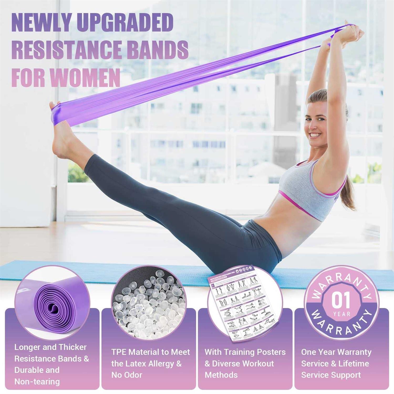 Resistance Bands for Physical Therapy Women, Extended Exercise Stretch Bands for Yoga, Pilates, Rehab, Fitness and Strength Training - Image 4